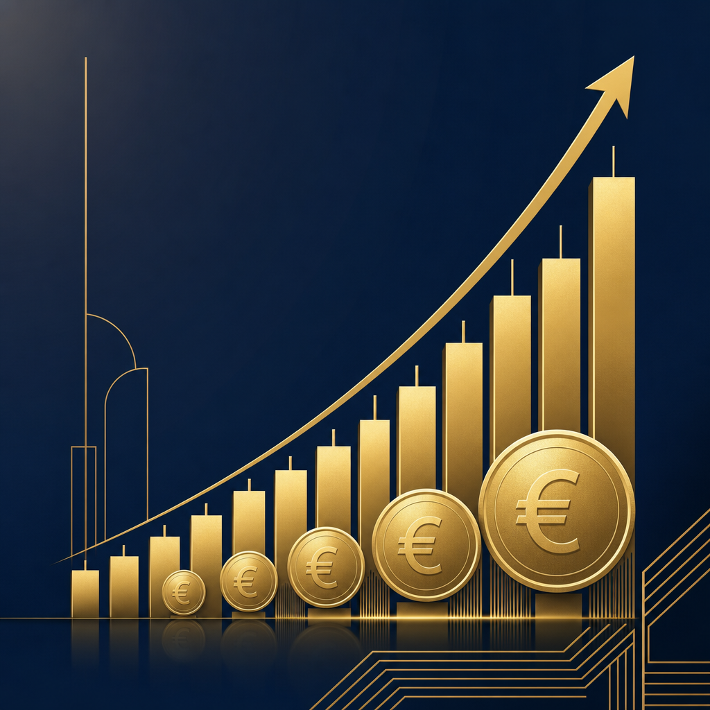 Graphique de croissance financière avec pièces dorées
